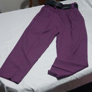 Christy Girl Vintage  Deep Purple Dress Pants .Super High And Pleated With Belt